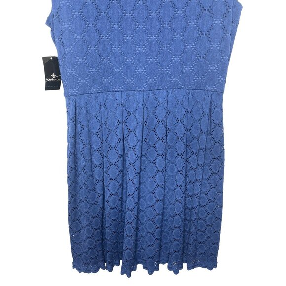 Ronni Nicole Blue Eyelet Lace Pleated Dress Women’s Size 14 - Picture 8 of 11